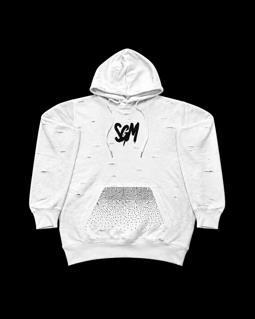 RIPPED RHINESTONE HOODIE