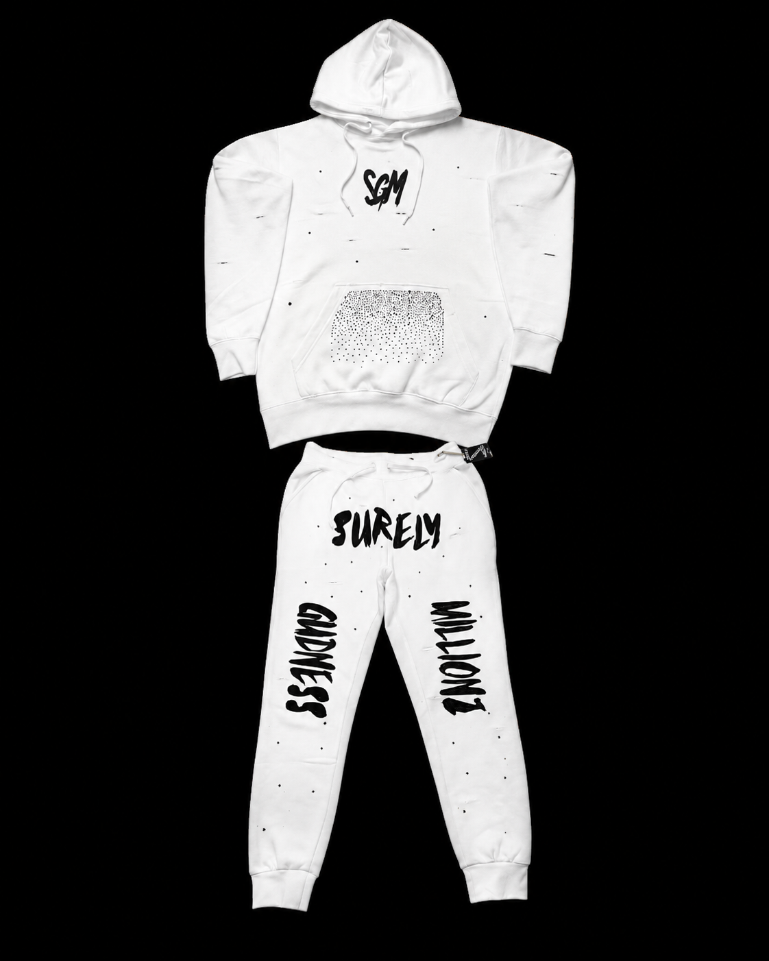 RIPPED RHINESTONE SWEATSUIT