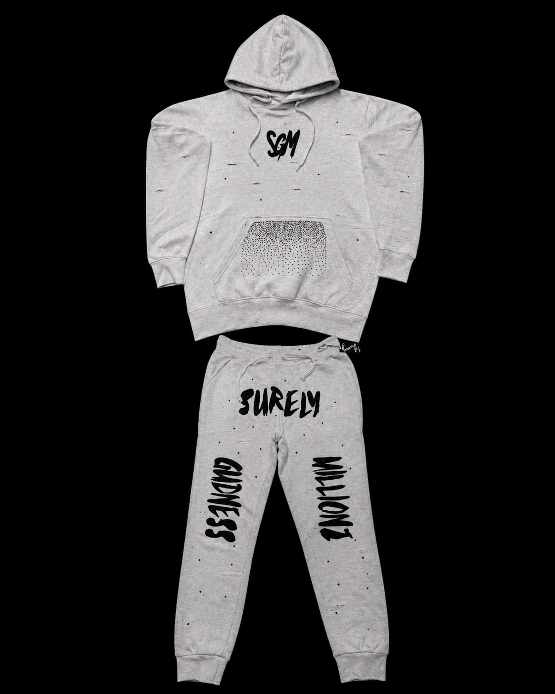 RIPPED RHINESTONE SWEATSUIT