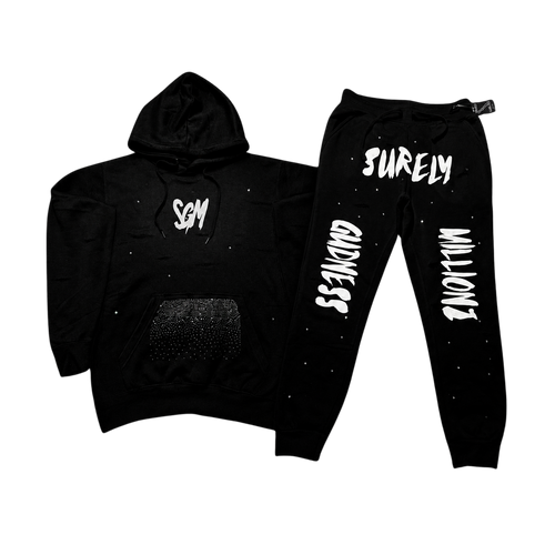 RIPPED RHINESTONE SWEATSUIT
