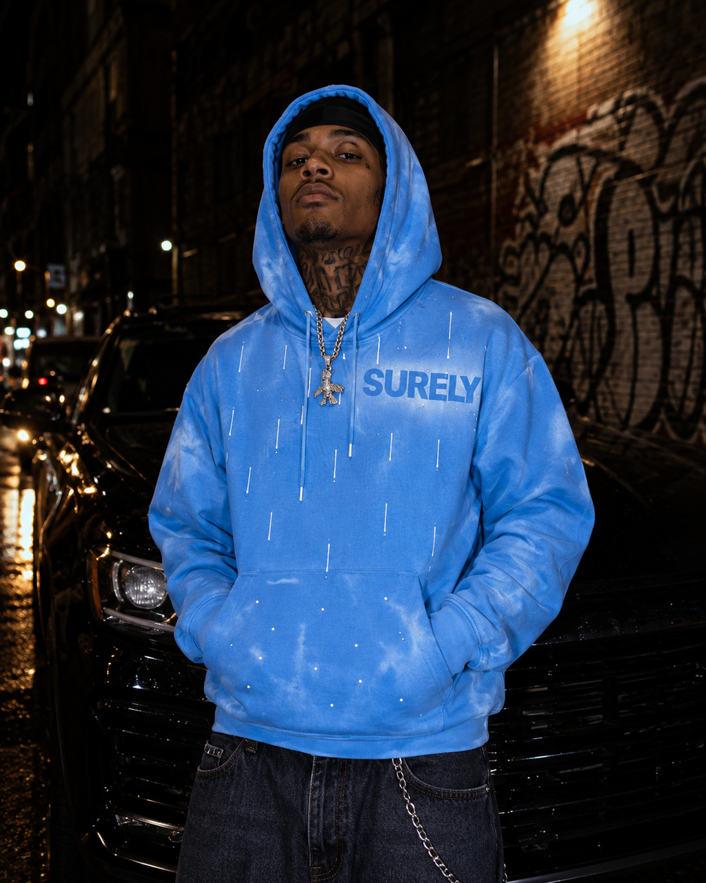 SURELY SWEATSHIRT WITH WATERDROPS & PAINT RUNNING