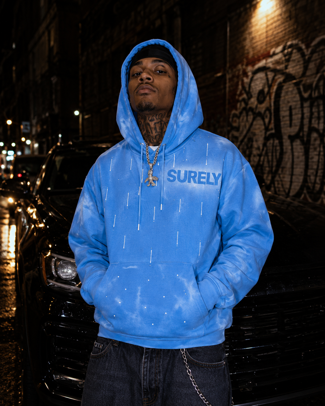SURELY SWEATSHIRT WITH WATERDROPS & PAINT RUNNING