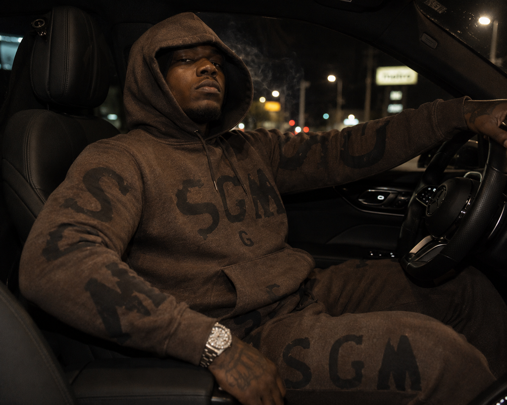 BROWN SGM SWEATSUIT WITH RIPPED