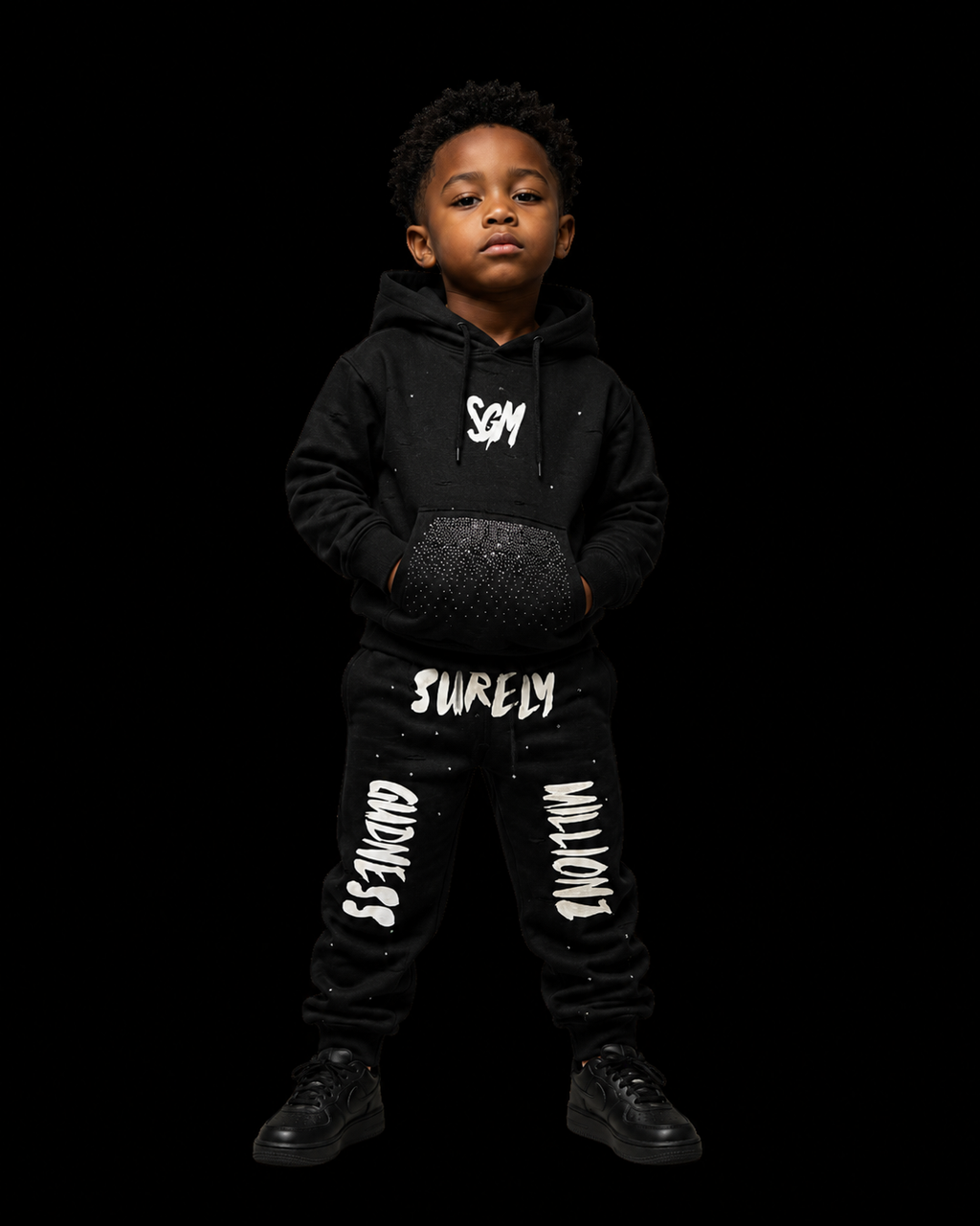 RIPPED RHINESTONE SWEATSUIT