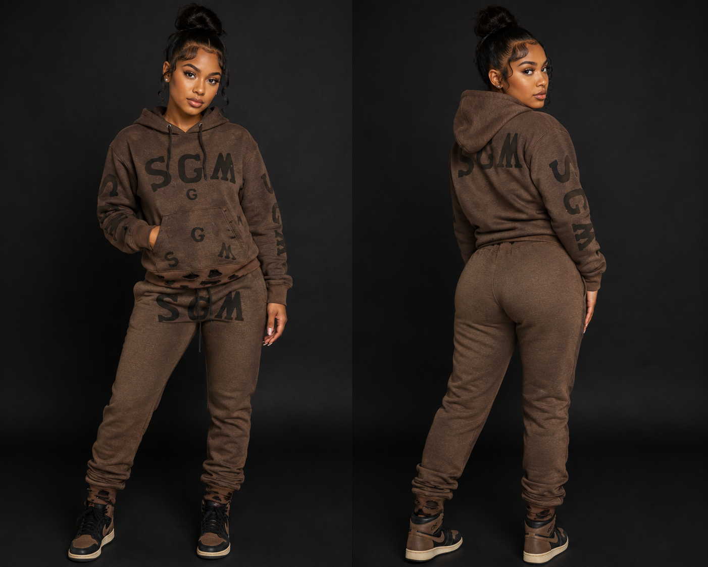 BROWN SGM SWEATSUIT WITH RIPPED