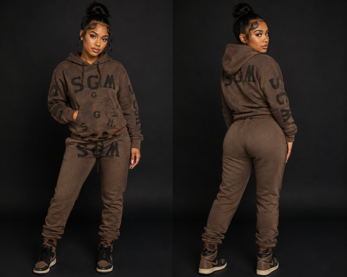 BROWN SGM SWEATSUIT WITH RIPPED