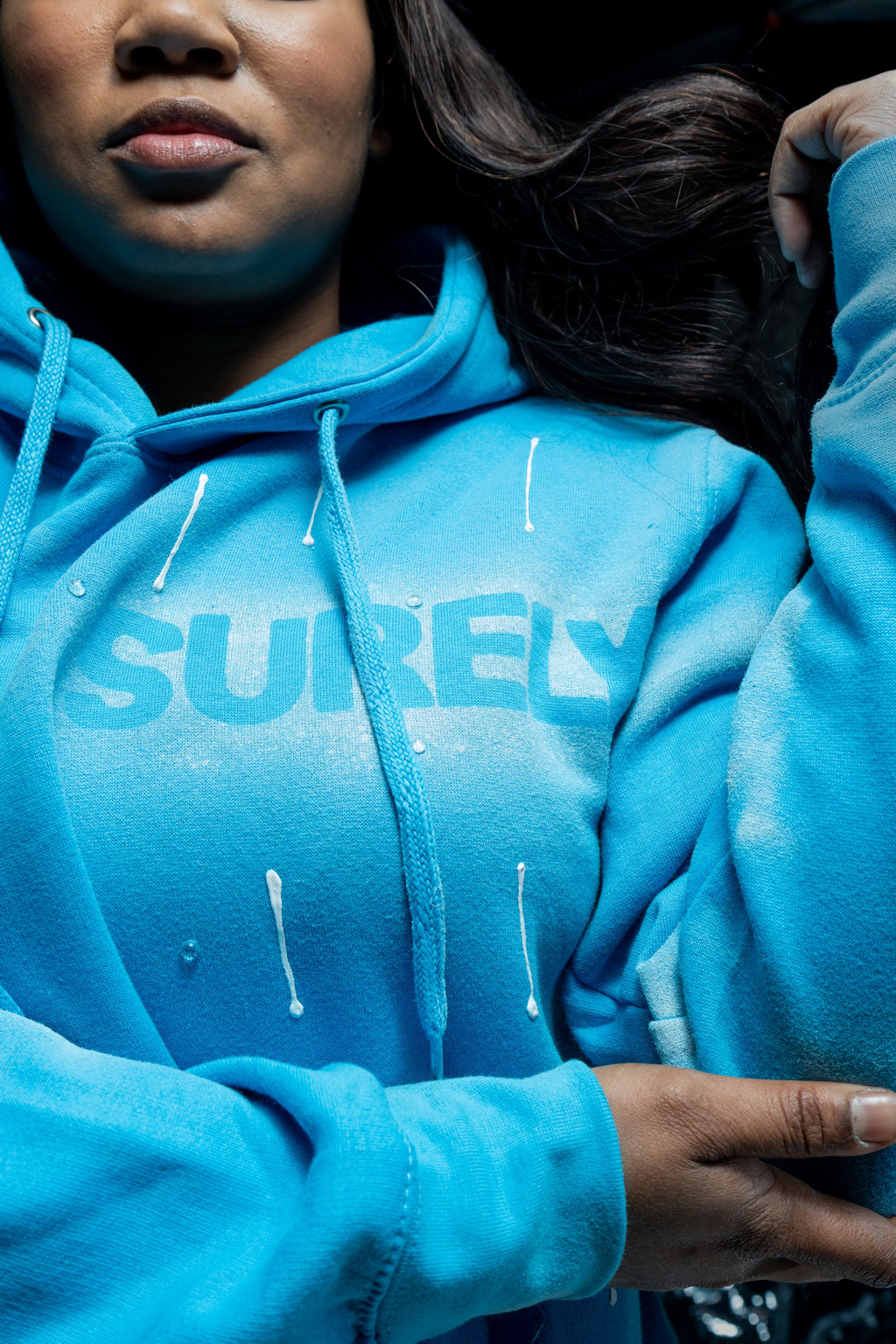 SURELY SWEATSHIRT WITH WATERDROPS & PAINT RUNNING