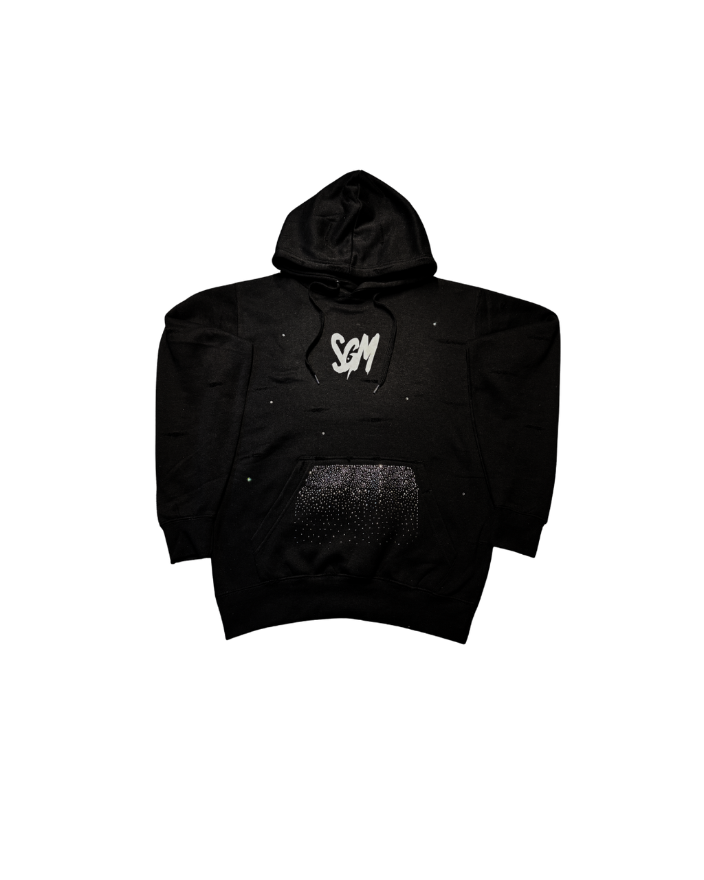 RIPPED RHINESTONE HOODIE