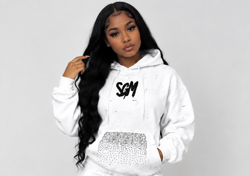 RIPPED RHINESTONE HOODIE